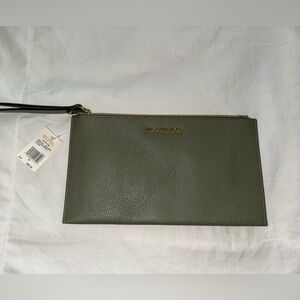 Michael Kors Olive Pebbled Leather Wristlet